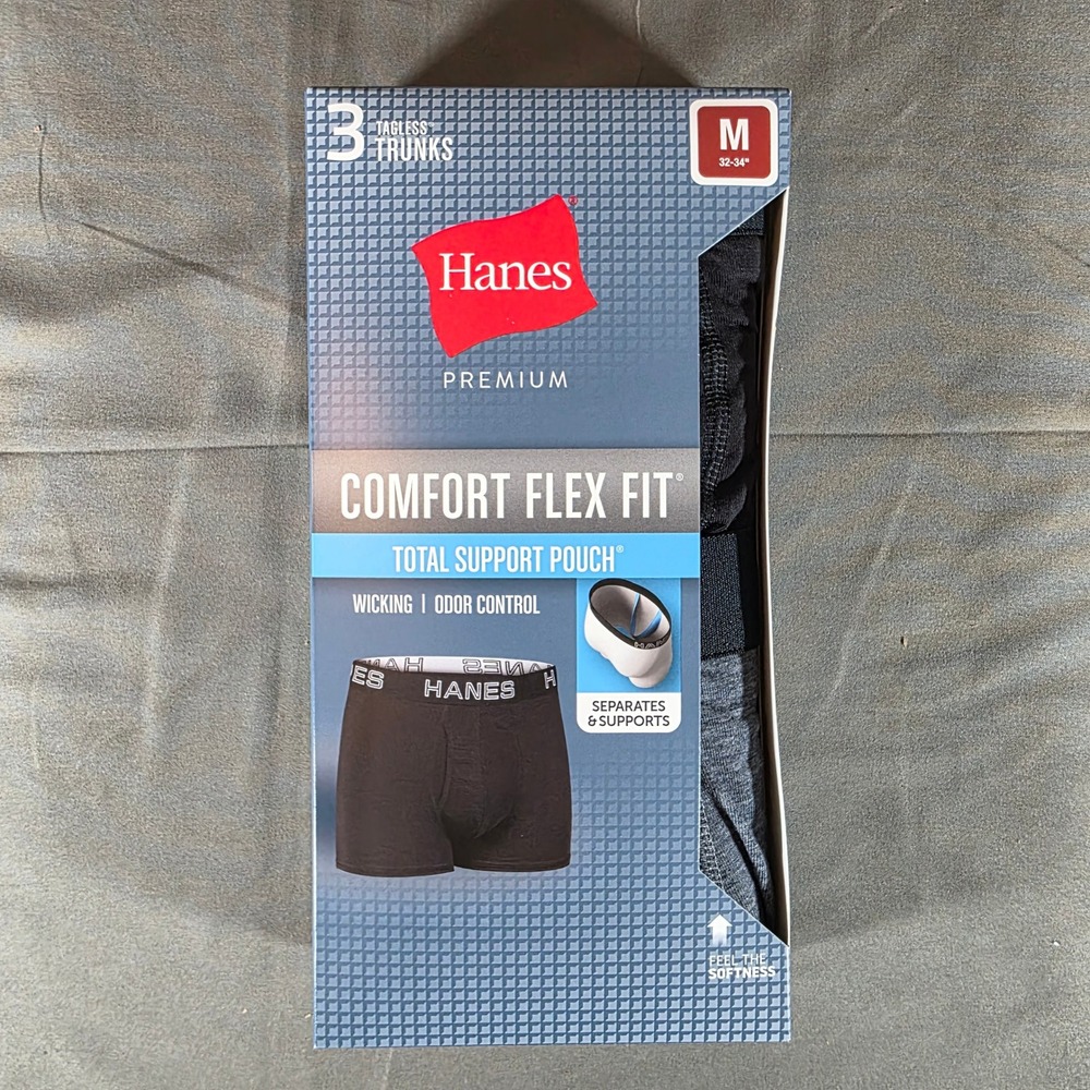 Hanes Premium Comfort Flex Fit Total Support Pouch Trunks 3-Pack Mens Medium